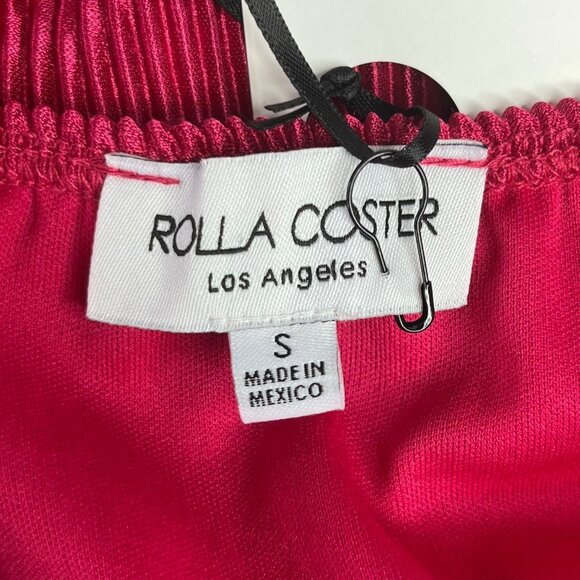 Rolla Coster Dress Womens Small Pink Lined Textured Tie Neck Short New - Picture 7 of 9